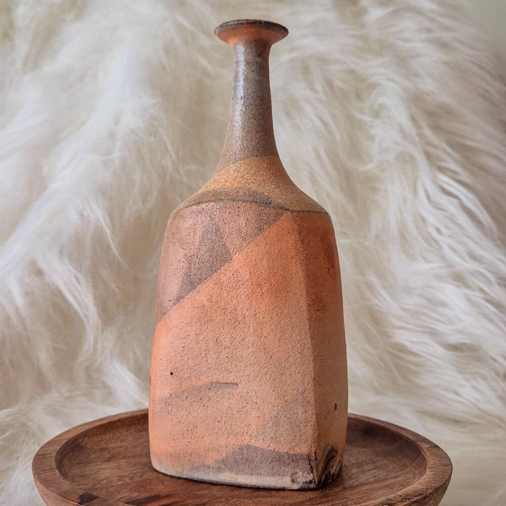 Japanese Bizen Ware Stoneware Vase Unglazed Wabi Sabi Ikebana Pottery